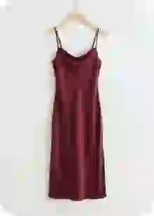 Sexy sleeveless dark red dress with plain background. template for AI clothes swap.