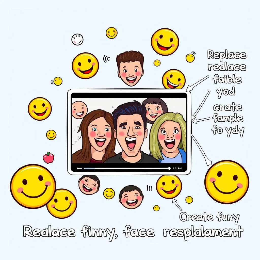 Create hilarious face replacement videos by replacing the faces of the family in the video,which has a variety of funny and interesting expressions.